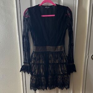 Nasty Gal Black Lace Sheer Dress